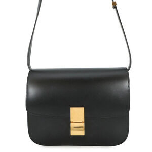 Celine Classic Box Bag black leather Black